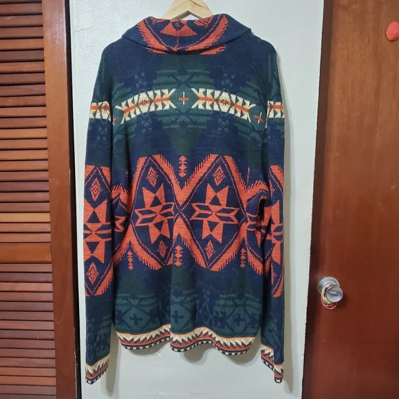 S O L D.Polo Ralph Lauren Southwestern Aztec Native Multi Shawl Cardigan Sweater - Picture 8 of 12